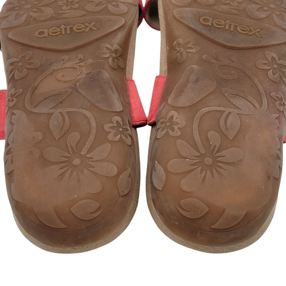 Aetrex Sandals Women 10.5 to 11 Red Double Straps Embellished Memory Foam - Picture 11 of 12